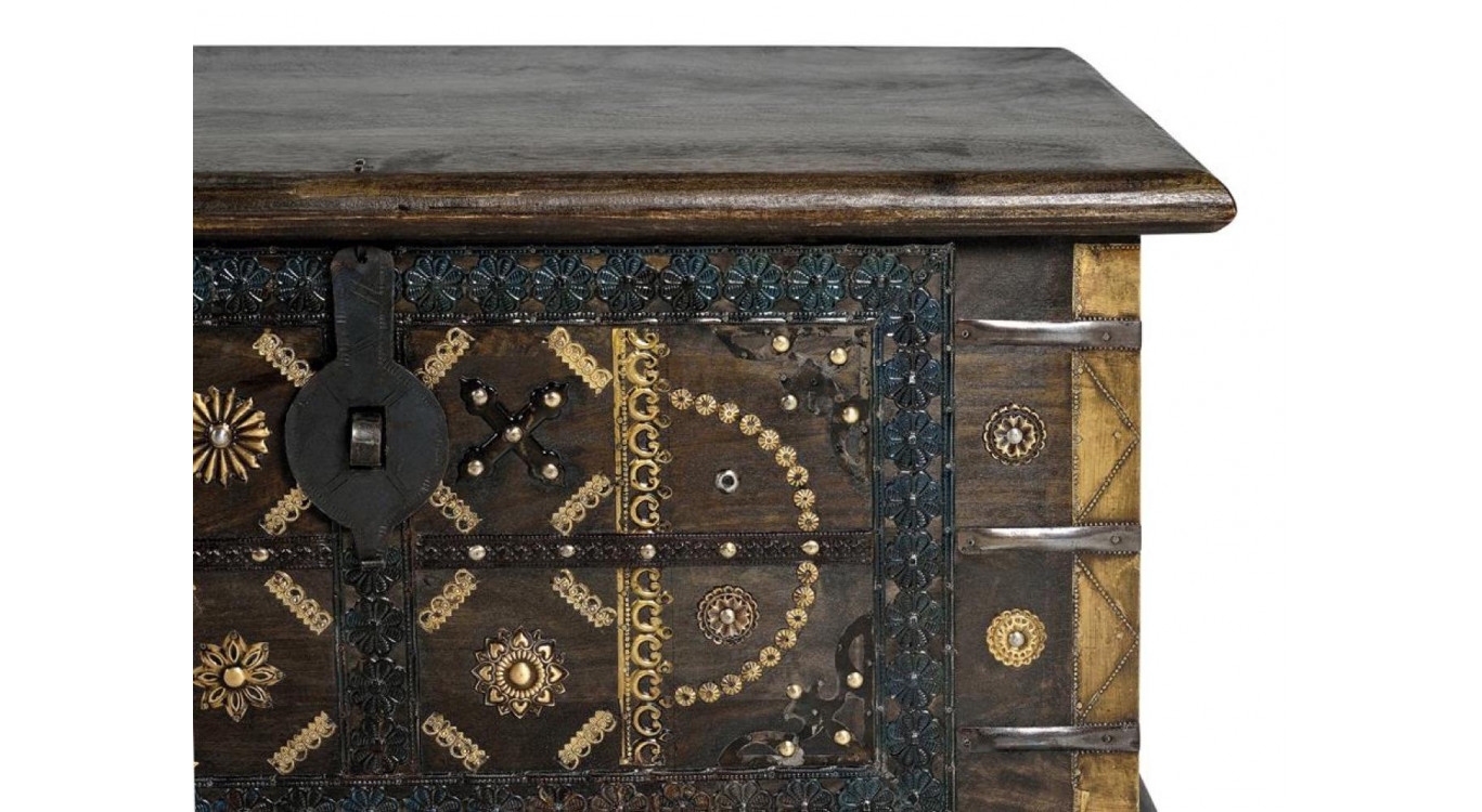 Coffre Bois Bronze Marron 80x40x46cm
