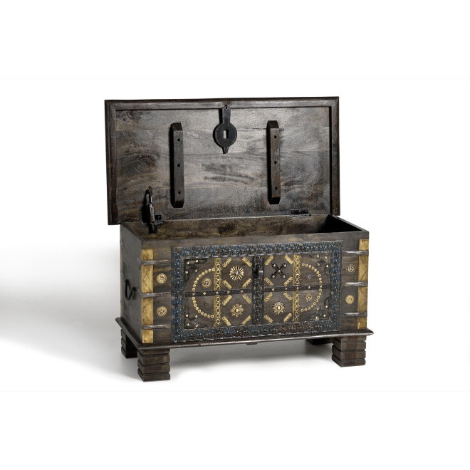 Coffre Bois Bronze Marron 80x40x46cm