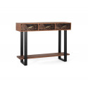 Consola de hierro marrón con 3 cajones 120x35x91cm