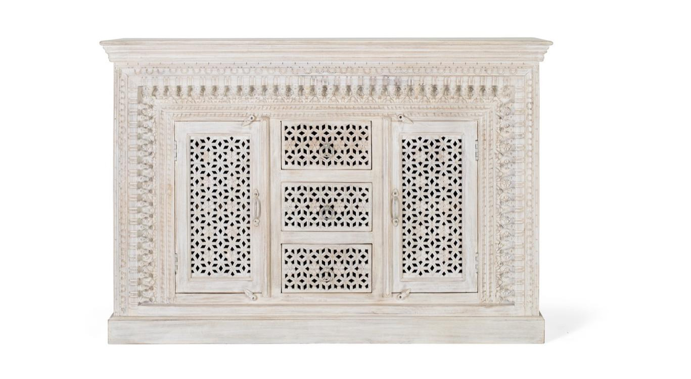 Buffet 3 Tiroirs Bois Blanc 150x40x100cm