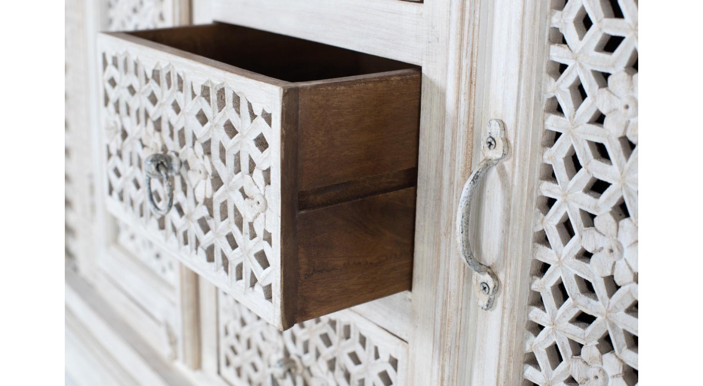 Buffet 3 Tiroirs Bois Blanc 150x40x100cm
