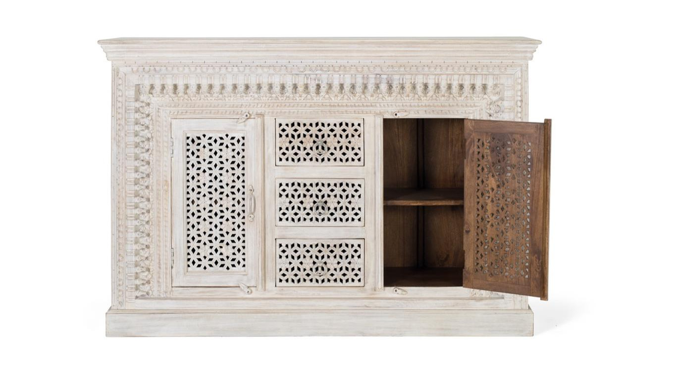 Buffet 3 Tiroirs Bois Blanc 150x40x100cm