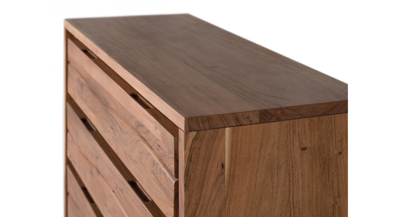 Commode 3 Tiroirs Bois Fer Marron Blanc 91x40x81cm