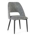 Set of 2 Wooden Chairs Iron Fabric Grey 57x57x87cm