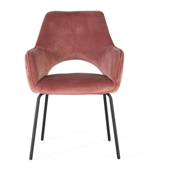Lot de 2 Chaises Bois Fer Velours Rose 60x65x89cm