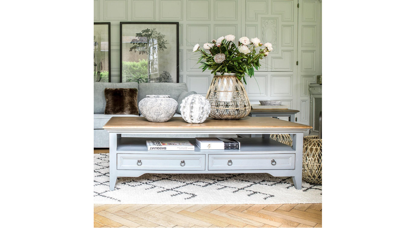 Table Basse Rectangulaire 2 Tiroirs