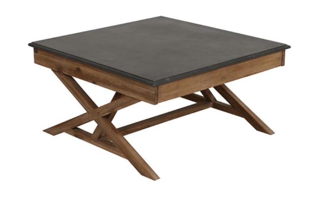 Table Basse Carrée Croisillons Plateau En Béton
