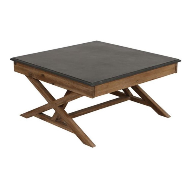 Table Basse Carrée Croisillons Plateau En Béton