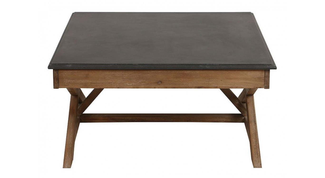 Table Basse Carrée Croisillons Plateau En Béton