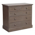 Commode 5 tiroirs en épicéa massif brun fumé grisé