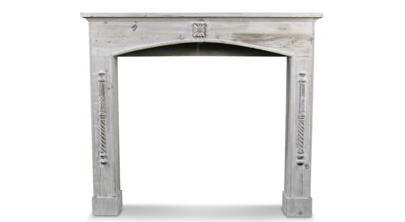 Encadrement Manteau Cheminée Bois Cerusé Blanc 116.5x18x101.5cm