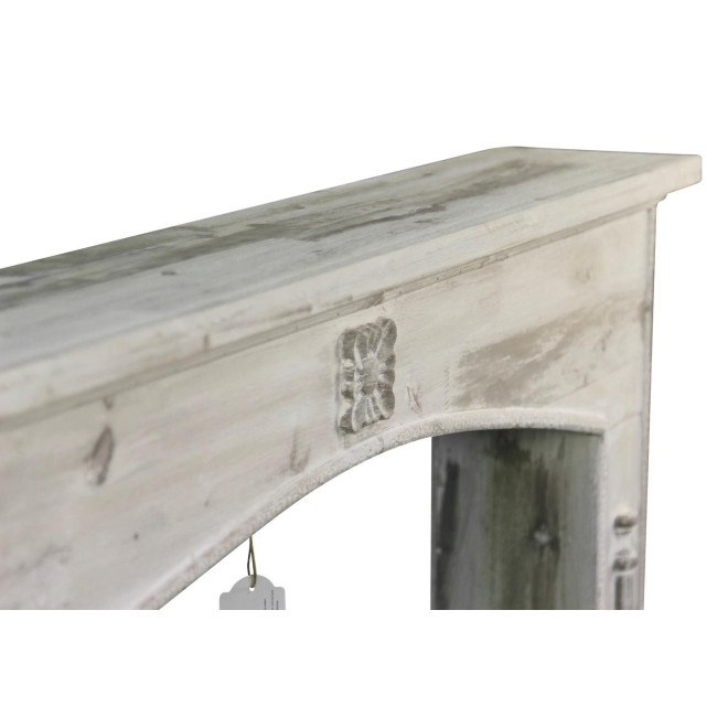 Einfassung Mantel Kamin Holz Cerusé Weiß 116.5x18x101.5cm
