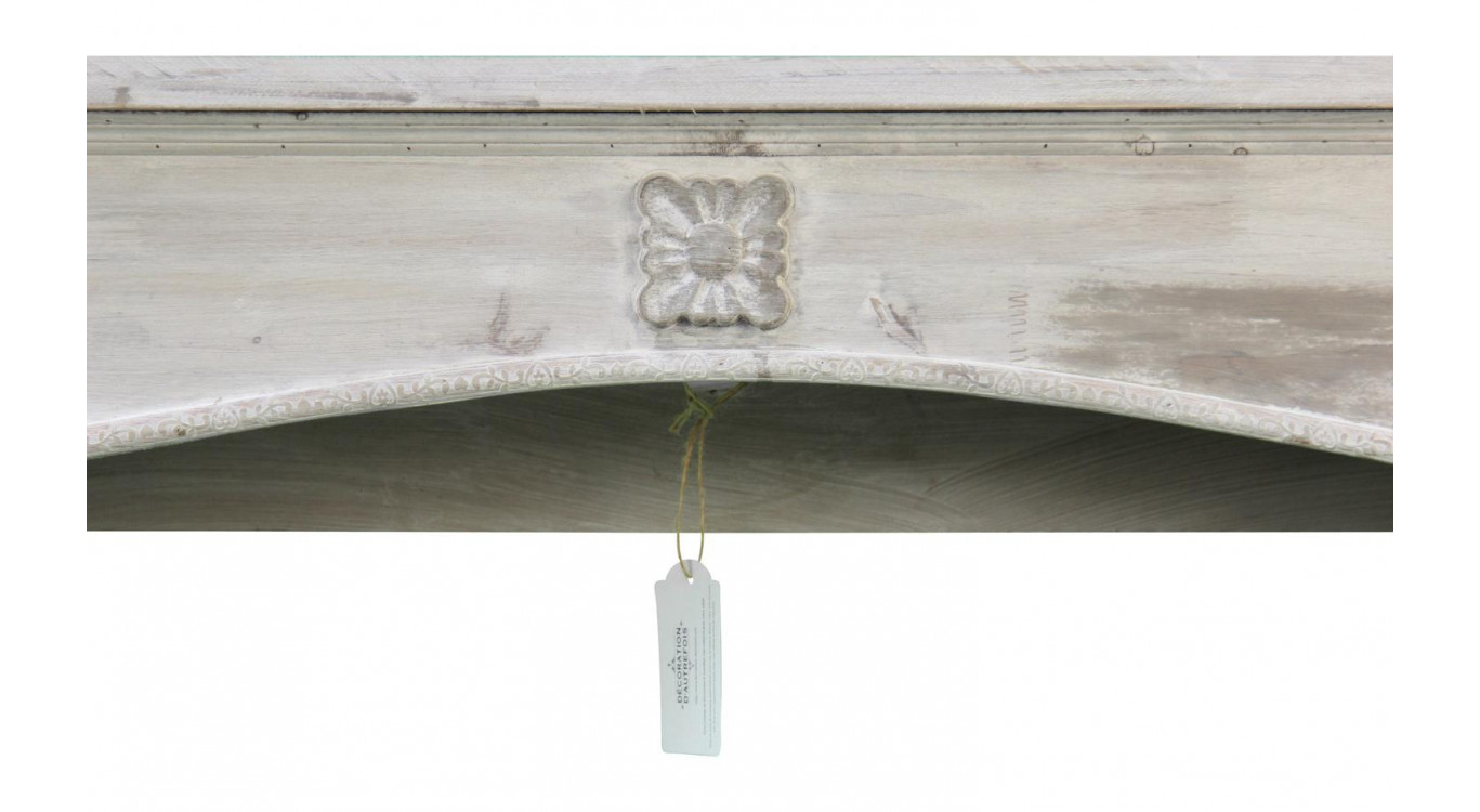 Encadrement Manteau Cheminée Bois Cerusé Blanc 116.5x18x101.5cm