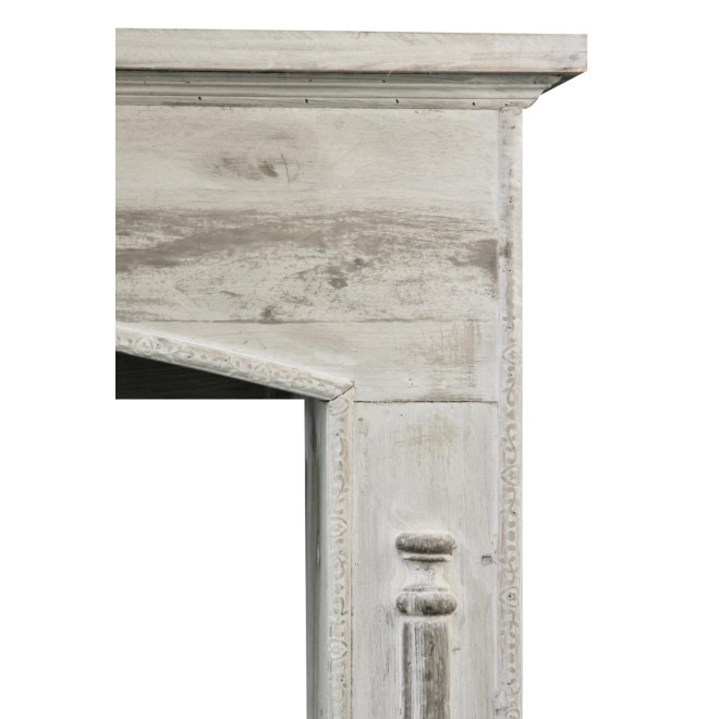 Encadrement Manteau Cheminée Bois Cerusé Blanc 116.5x18x101.5cm
