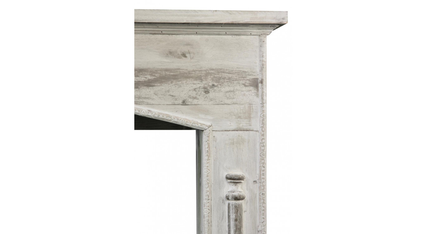 Encadrement Manteau Cheminée Bois Cerusé Blanc 116.5x18x101.5cm