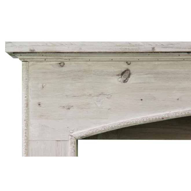 Encadrement Manteau Cheminée Bois Cerusé Blanc 116.5x18x101.5cm