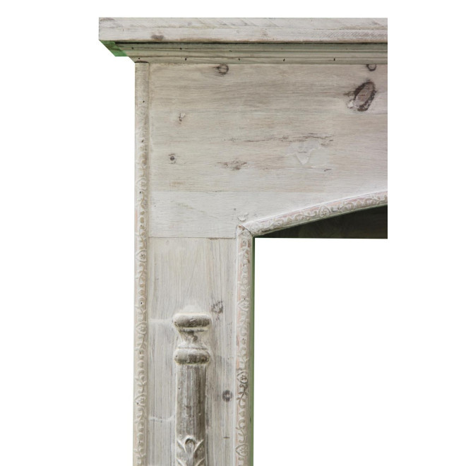 Encadrement Manteau Cheminée Bois Cerusé Blanc 116.5x18x101.5cm