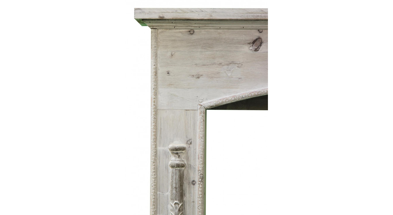 Encadrement Manteau Cheminée Bois Cerusé Blanc 116.5x18x101.5cm