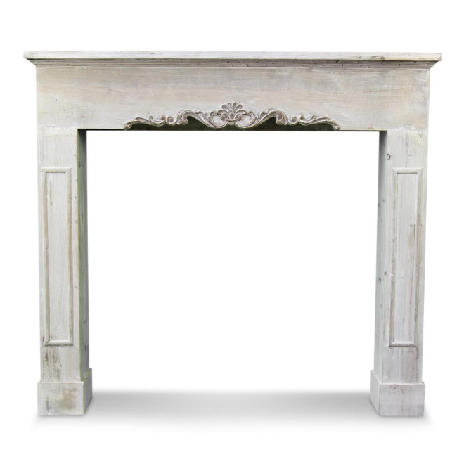 Einfassung Mantel Kamin Holz Cerusé Weiß 114x20x102.5cm