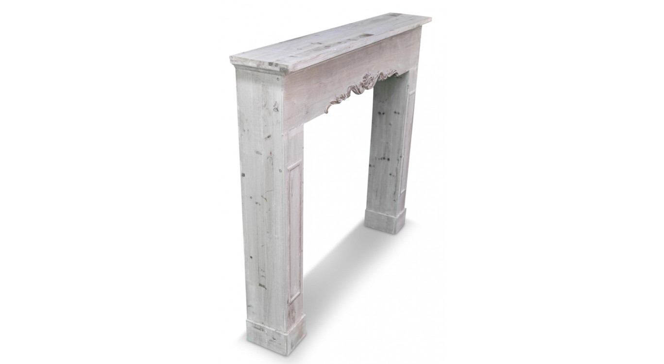 Einfassung Mantel Kamin Holz Cerusé Weiß 114x20x102.5cm