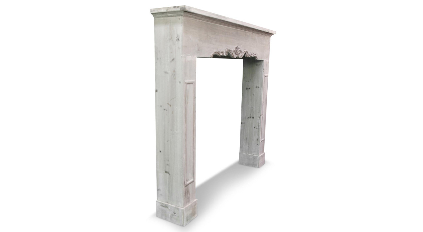 Encadrement Manteau Cheminée Bois Cerusé Blanc 114x20x102.5cm