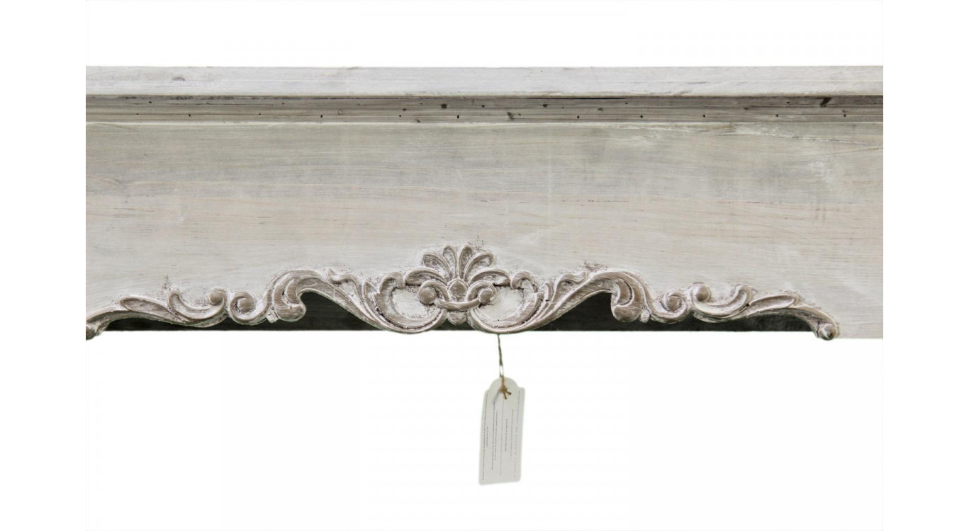 Encadrement Manteau Cheminée Bois Cerusé Blanc 114x20x102.5cm