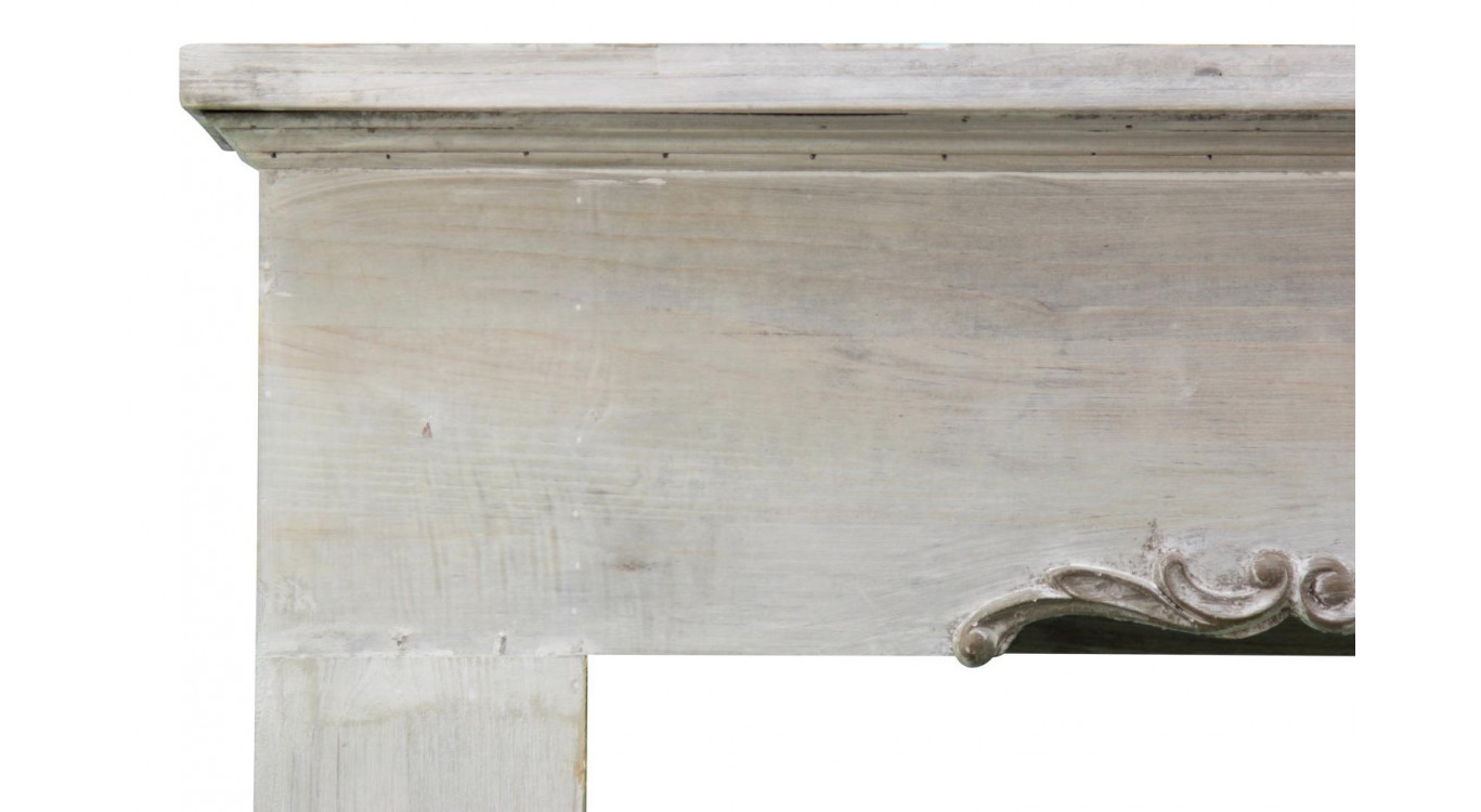 Einfassung Mantel Kamin Holz Cerusé Weiß 114x20x102.5cm