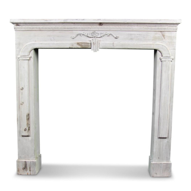 Rahmen Mantel Kamin Holz Cerusé Weiß 104x17x99cm