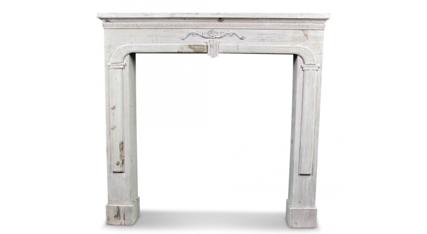 Rahmen Mantel Kamin Holz Cerusé Weiß 104x17x99cm