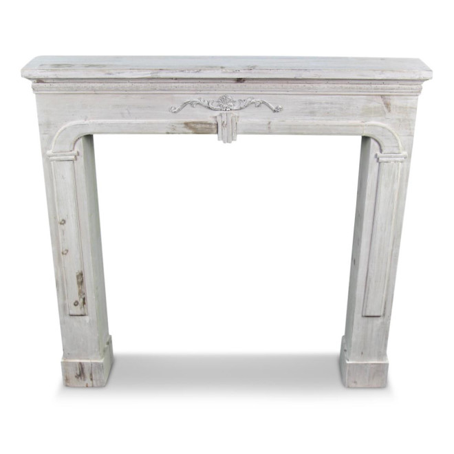 Rahmen Mantel Kamin Holz Cerusé Weiß 104x17x99cm