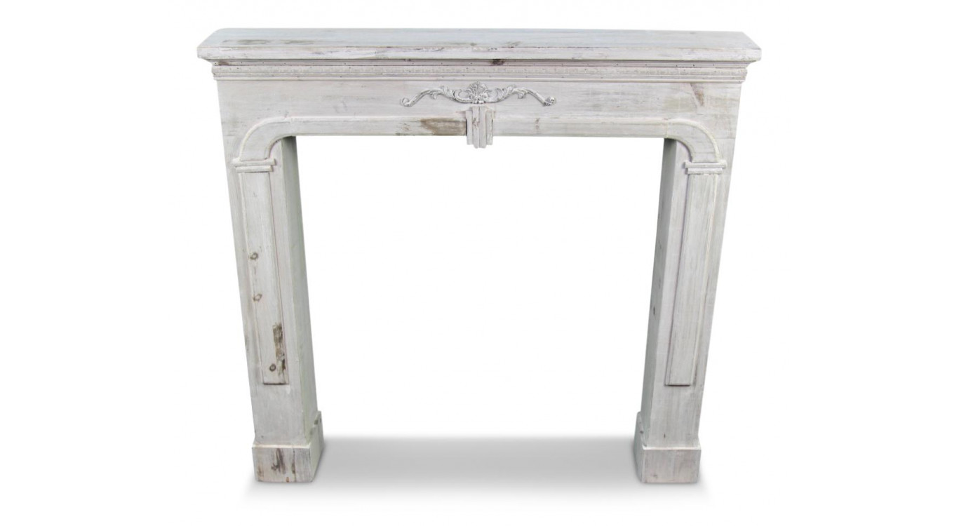 Encadrement Manteau Cheminée Bois Cerusé Blanc 104x17x99cm