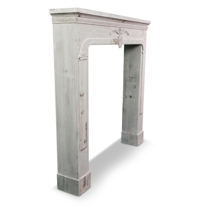 Encadrement Manteau Cheminée Bois Cerusé Blanc 104x17x99cm