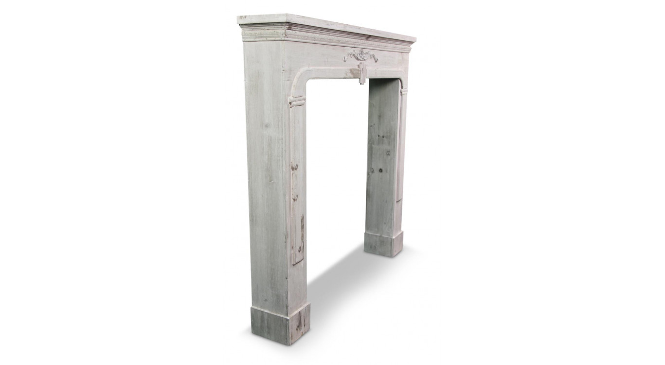 Rahmen Mantel Kamin Holz Cerusé Weiß 104x17x99cm