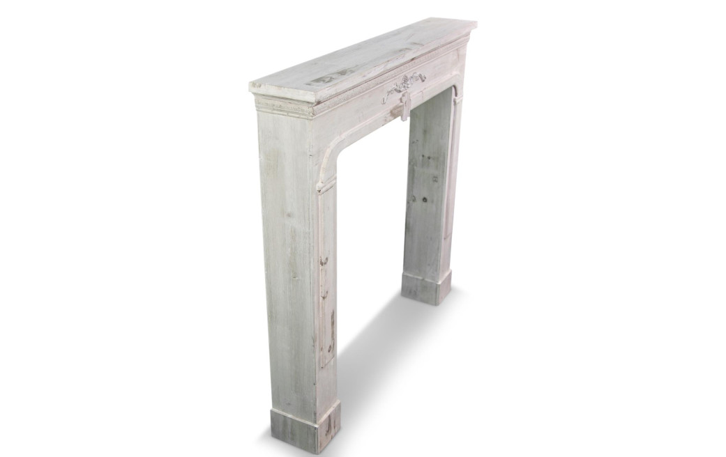 Encadrement Manteau Cheminée Bois Cerusé Blanc 104x17x99cm
