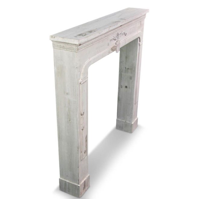 Rahmen Mantel Kamin Holz Cerusé Weiß 104x17x99cm