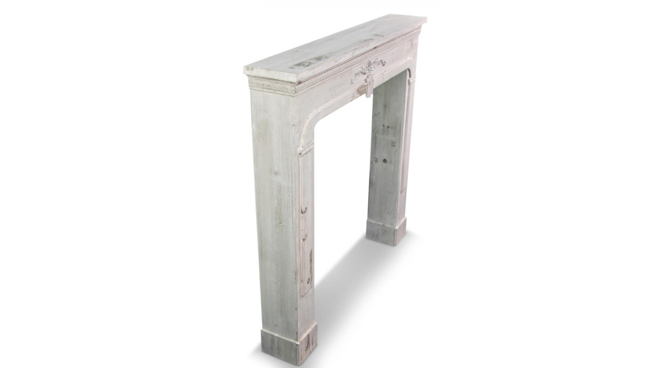 Rahmen Mantel Kamin Holz Cerusé Weiß 104x17x99cm