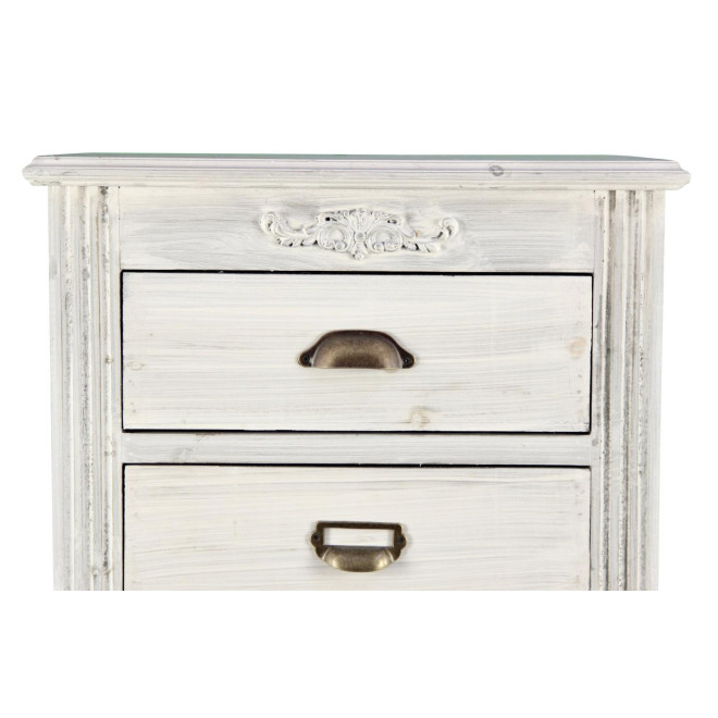 Wochenschrank Chiffonnier Grainetier Bois Cerusé Blanc 8 Schubladen 54.5x33x146.5cm