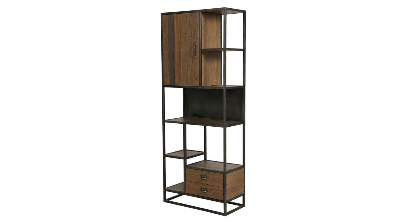 Bibliothèque En Bois Recyclé Et Acier