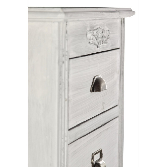 Wochenschrank Chiffonnier Grainetier Bois Cerusé Blanc 8 Schubladen 54.5x33x146.5cm