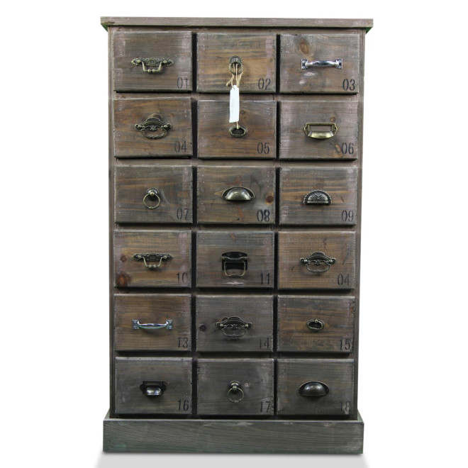 Wochenmöbel Chiffonnier Grainetier Holz 18 Schubladen 67x36x110cm