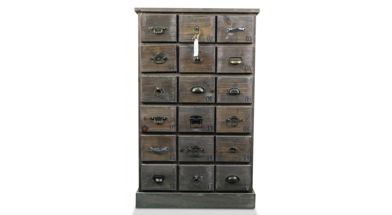 Wochenmöbel Chiffonnier Grainetier Holz 18 Schubladen 67x36x110cm