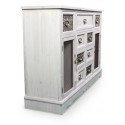 Credenza a 9 cassetti Legno cerato bianco 124.5x34x82cm