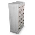 Comò a 18 cassetti in legno cerato bianco 67x36x110cm