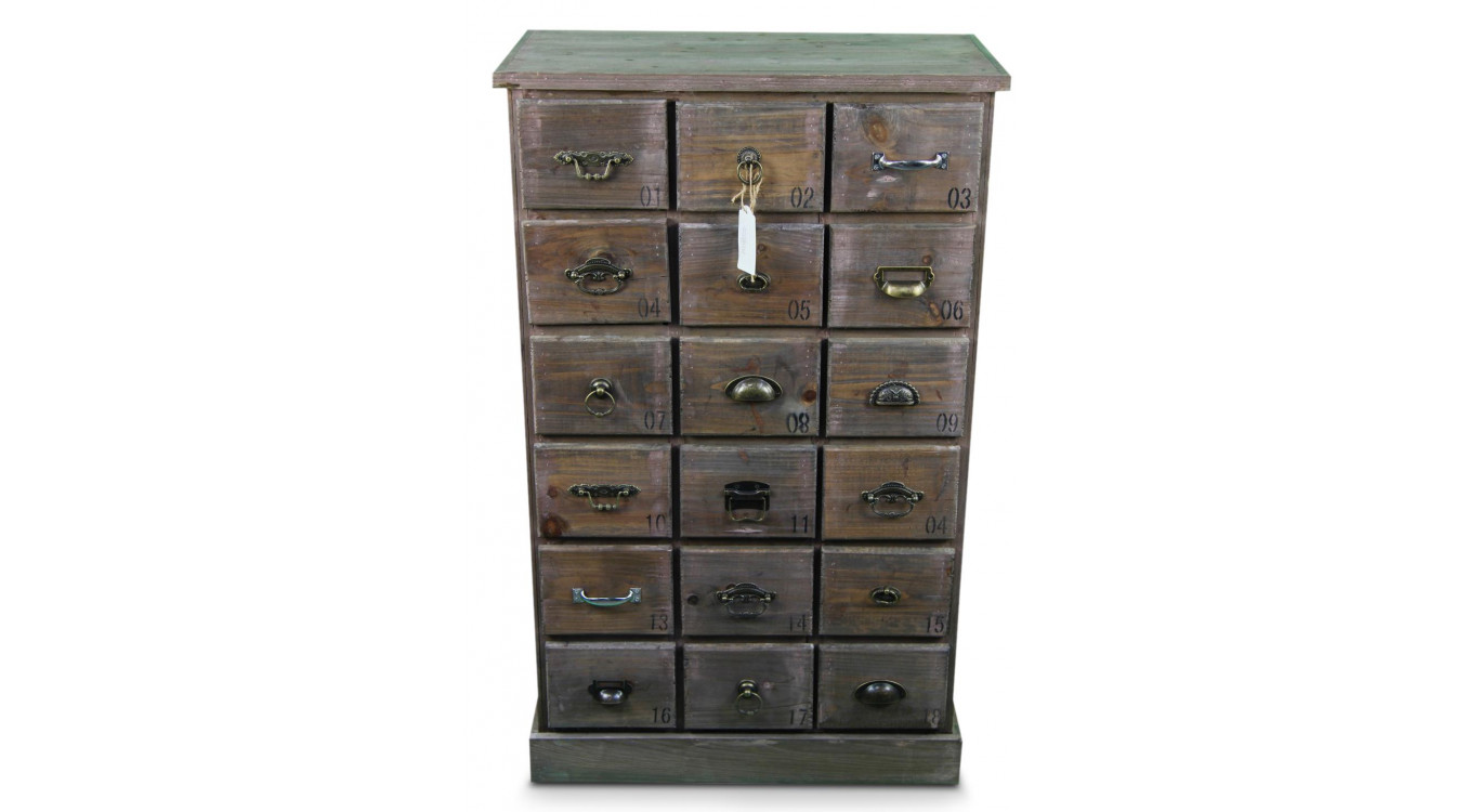 Wochenmöbel Chiffonnier Grainetier Holz 18 Schubladen 67x36x110cm