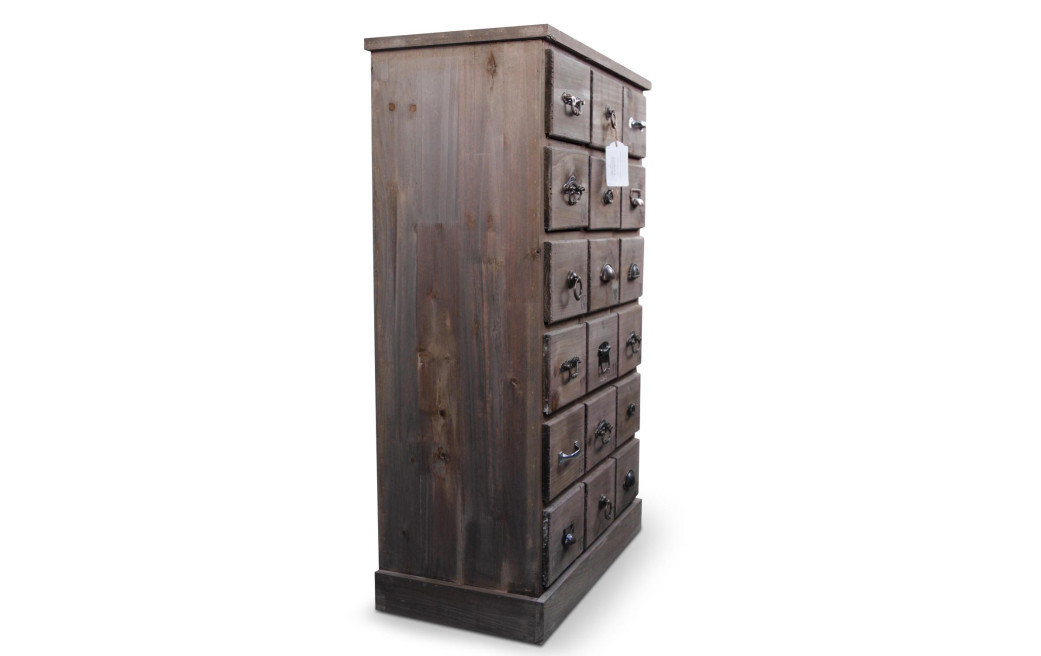 Meuble Semainier Chiffonnier Grainetier Bois 18 Tiroirs 67x36x110cm