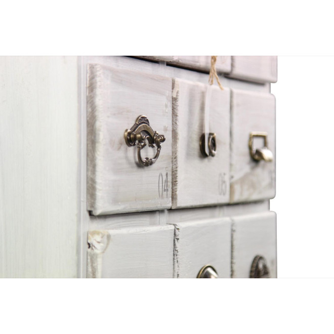 Wochenschrank Chiffonnier Grainetier Bois 18 Schubladen Cerusé Blanc 67x36x110cm