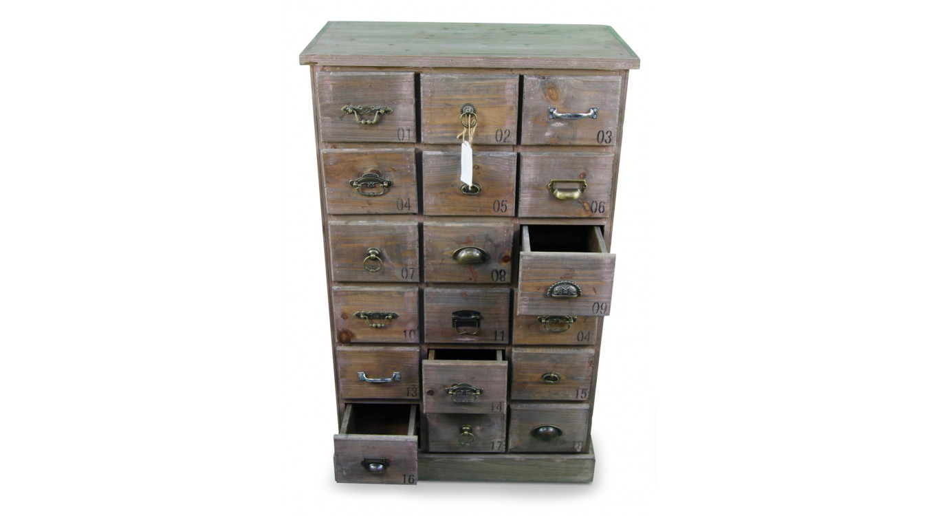 Wochenmöbel Chiffonnier Grainetier Holz 18 Schubladen 67x36x110cm