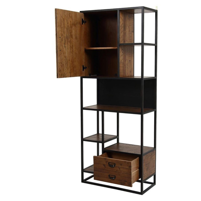Bibliothèque En Bois Recyclé Et Acier