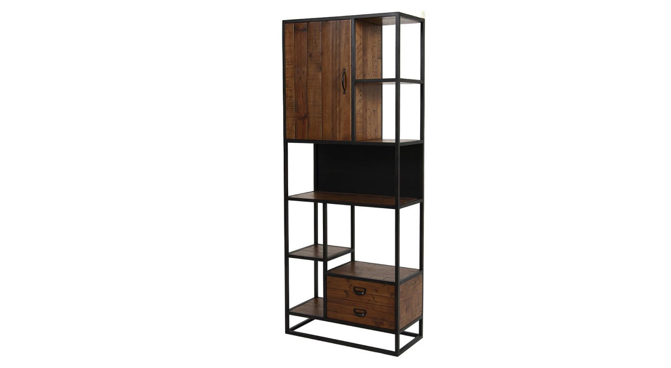 Bibliothèque En Bois Recyclé Et Acier