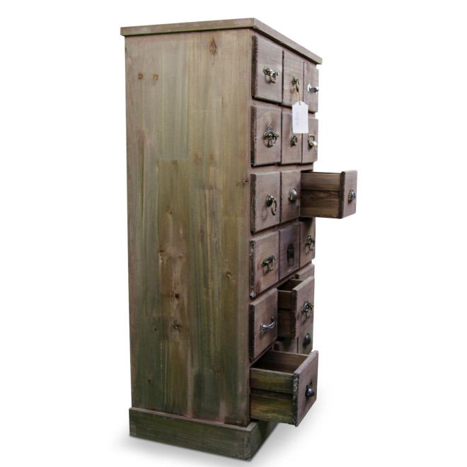 Meuble Semainier Chiffonnier Grainetier Bois 18 Tiroirs 67x36x110cm